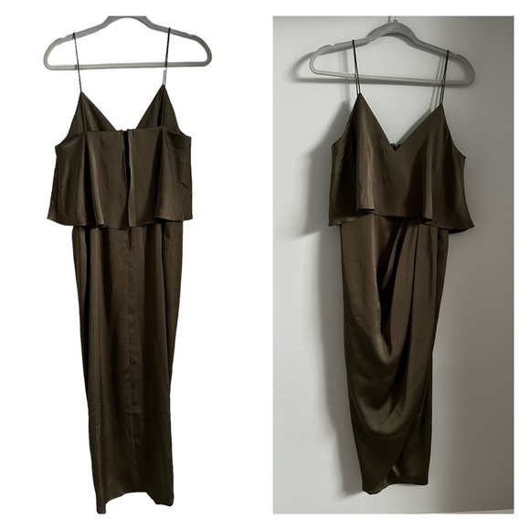 Shona Joy Luxe Cocktail Frill Dress Pine Size 6 Flaw - Picture 1 of 14